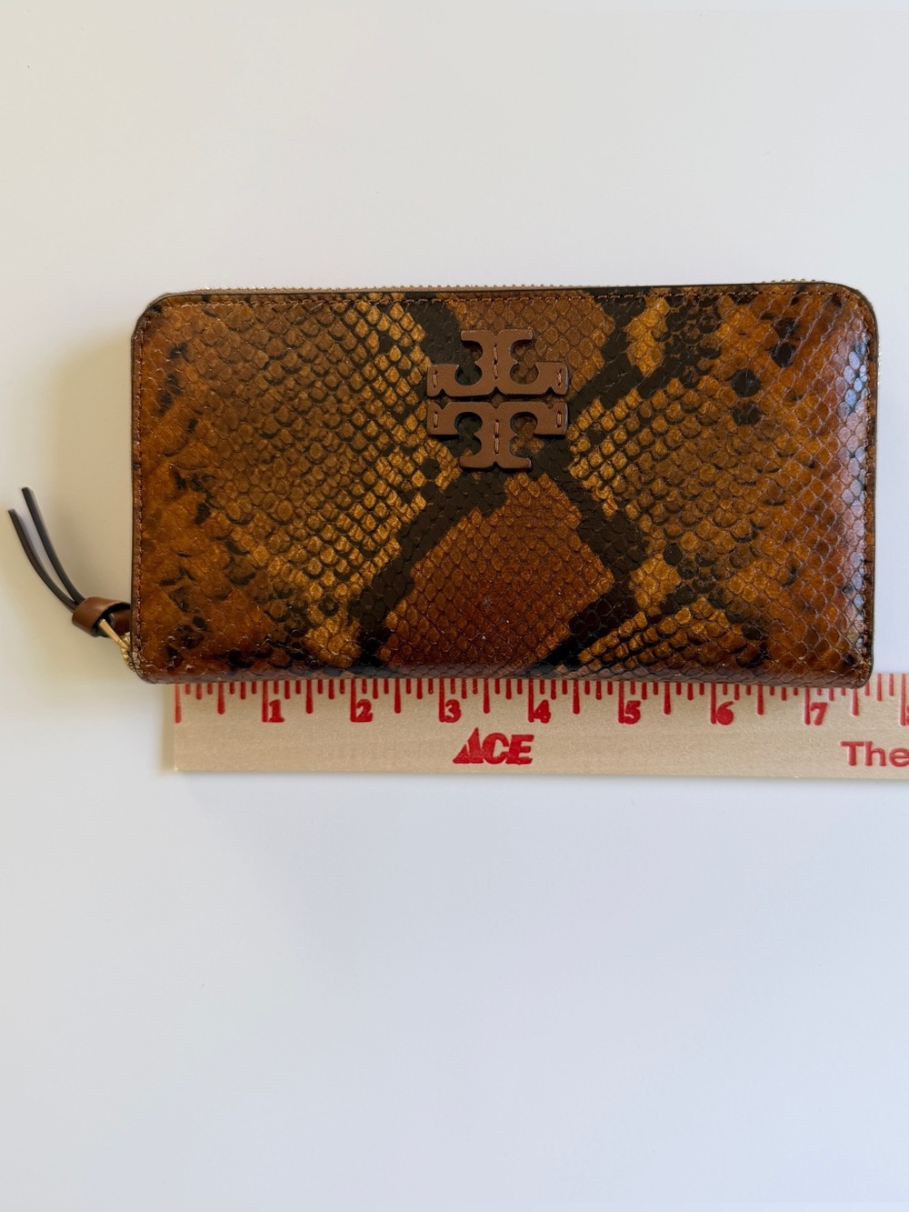 Tory Burch Snakeskin Embossed Leather Continental Zip Around Wallet
